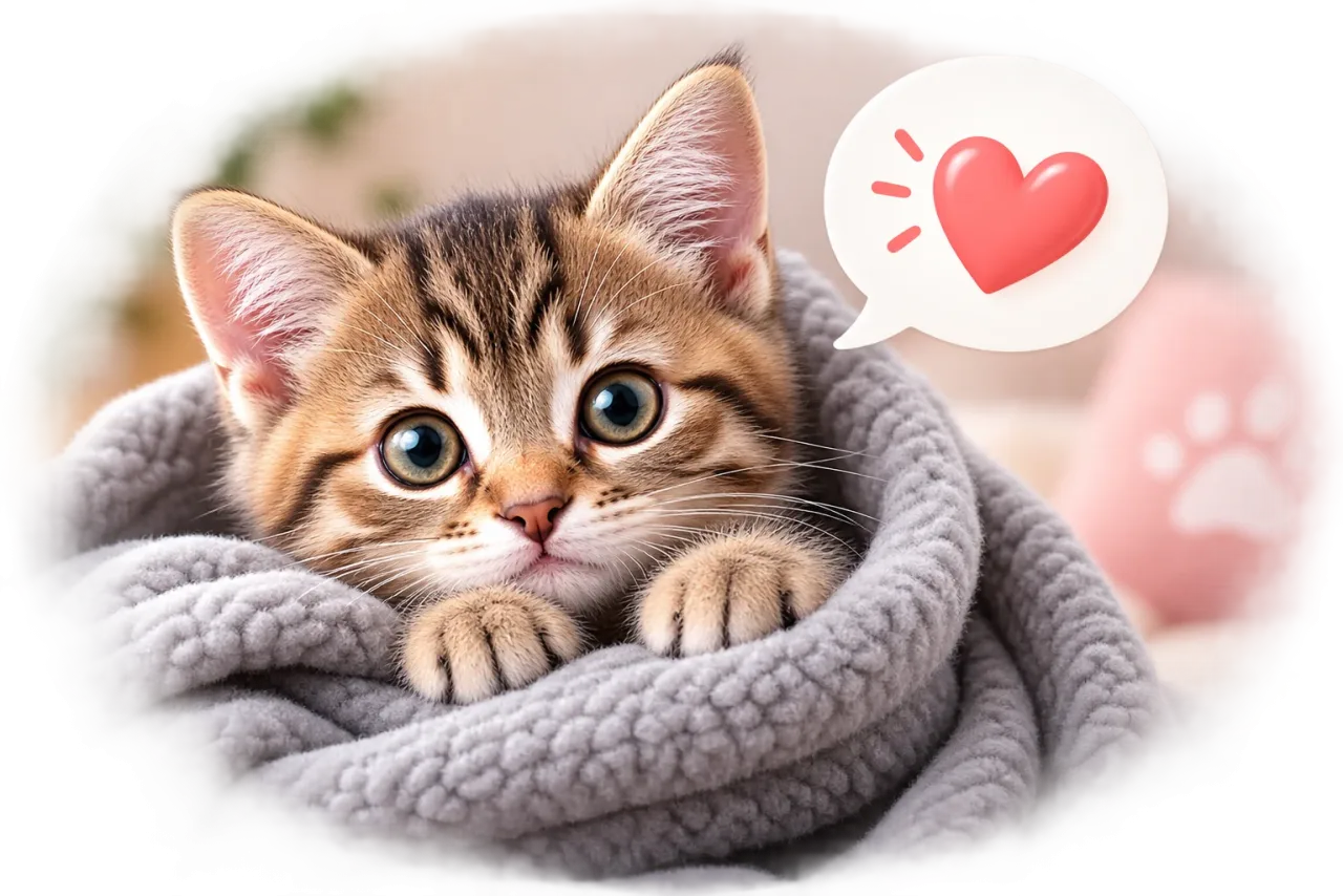 Cat resting on a cozy blanket at home