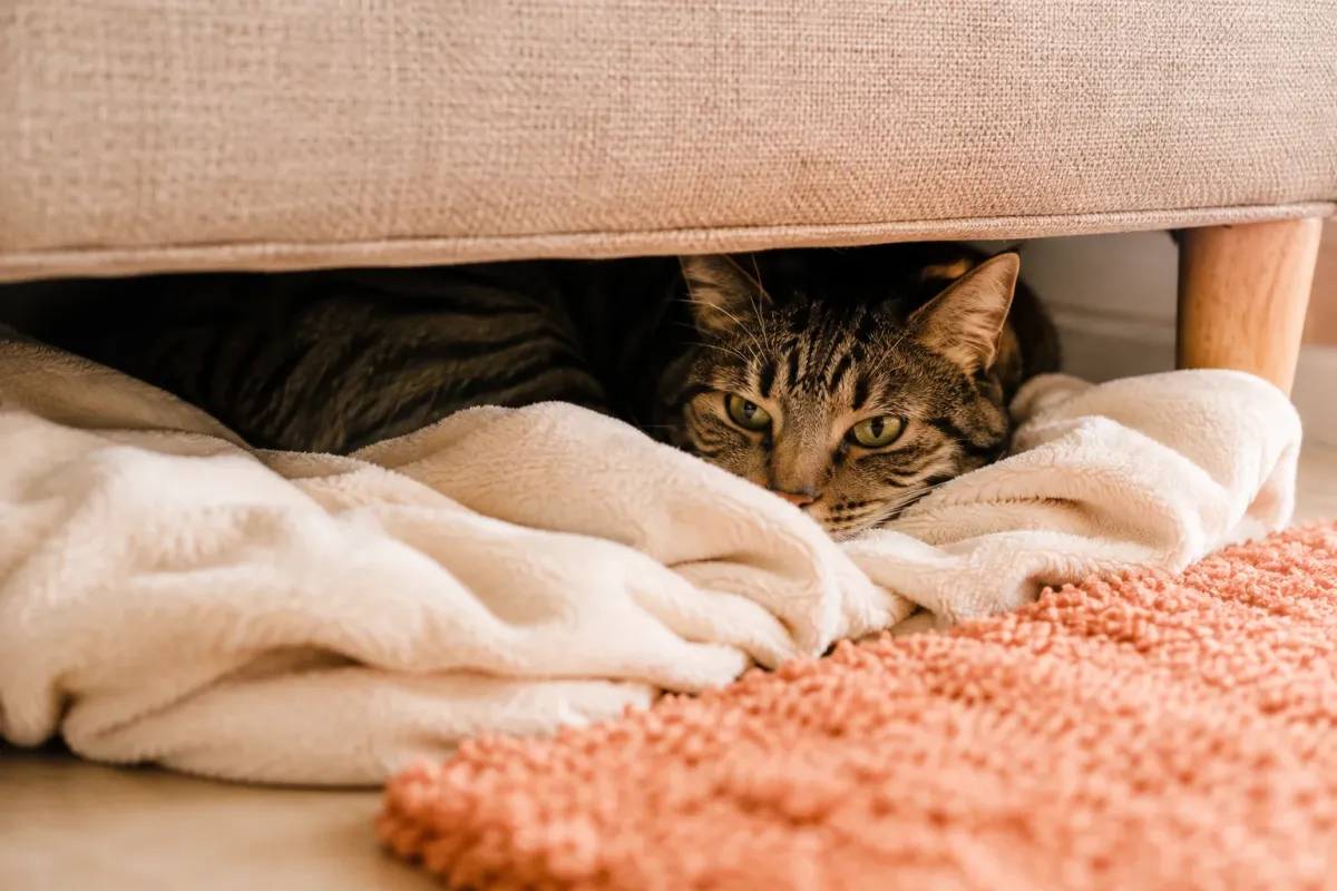 Cat sitting quietly, looking a little subdued